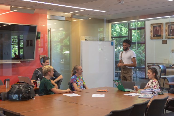 Students studying in the library