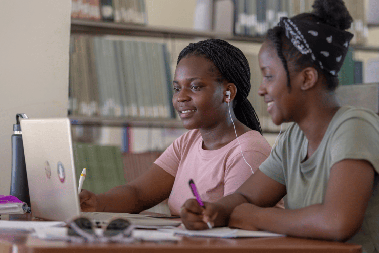 Students studying in the library