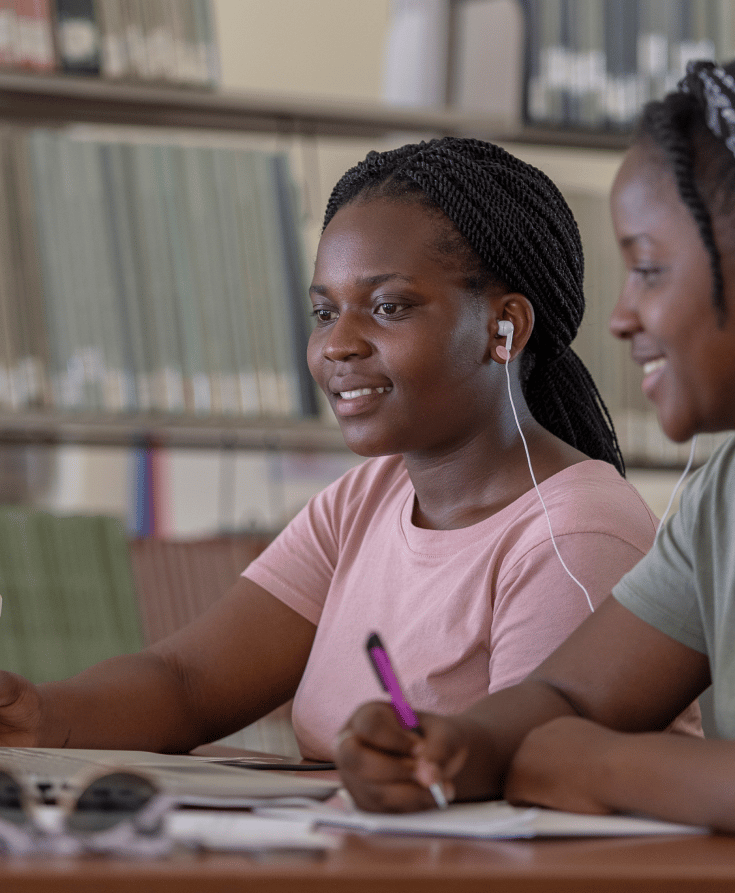Students studying in the library