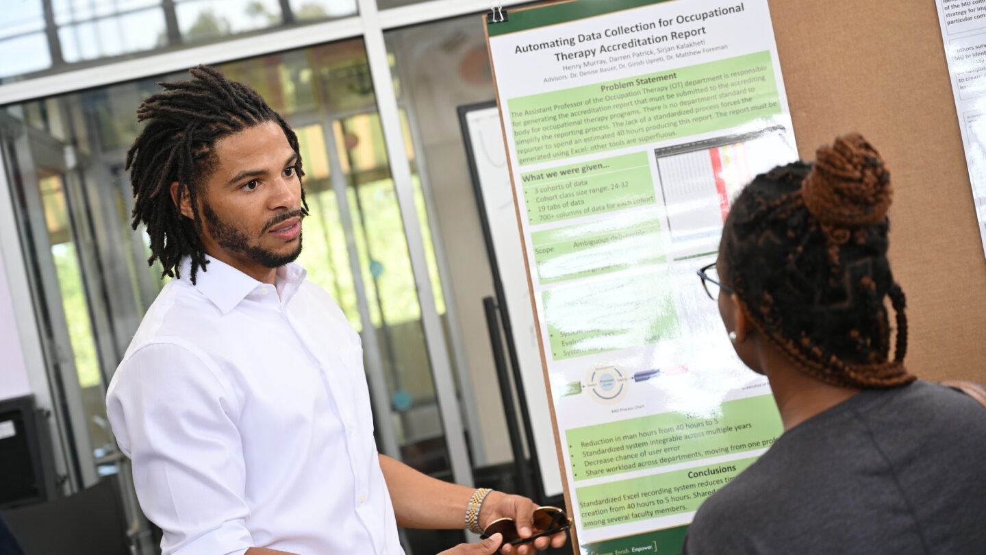 A student presents at the annual Center for Research & Creativity Symposium