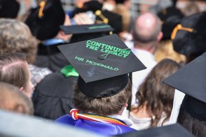 Graduation cap at a Methodist University graduation commencement