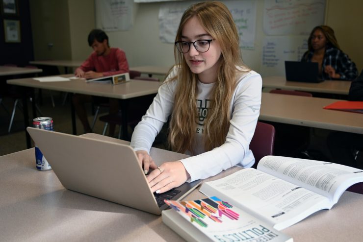 Student working on laptop