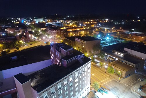 Nighttime photo of Downtown Fayetteville