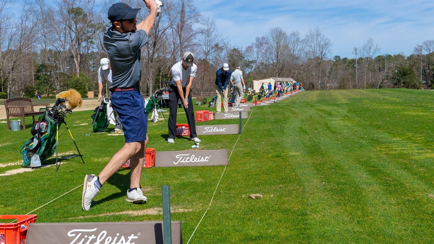 PGA Golf Management students at the driving range