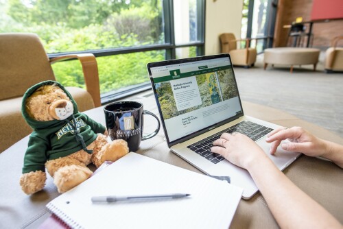 A student browses the MU Online Web site