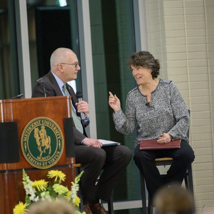 Dr. Stanley T. Wearden with 2019 Presidential Lecturer Linda Greenlaw