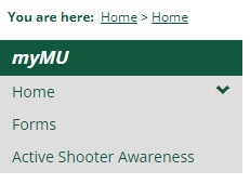 Where to Find Active Shooter Awareness in the myMU Portal