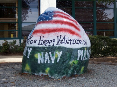 The Spirit Rock is painted for Veterans Day