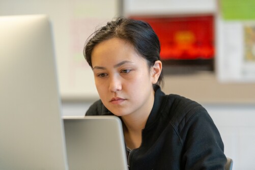 A student at a computer