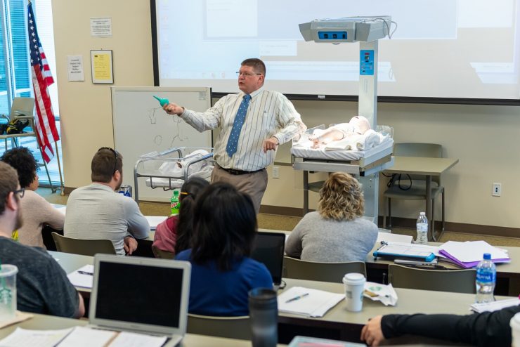 Professor Tom Johnston teaches Maternal Child Care Nursing