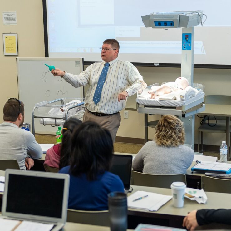 Professor Tom Johnston teaches Maternal Child Care Nursing