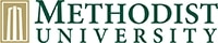 Methodist University academic logo two colors, green and gold