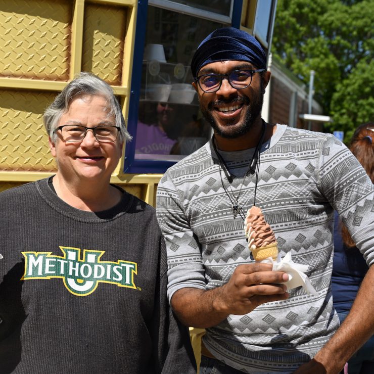 Student and faculty hang out together at Methodist University