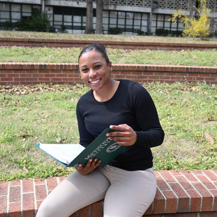 Methodist University military and veteran student studies on campus