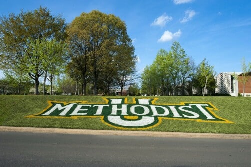 Methodist University paint on grass