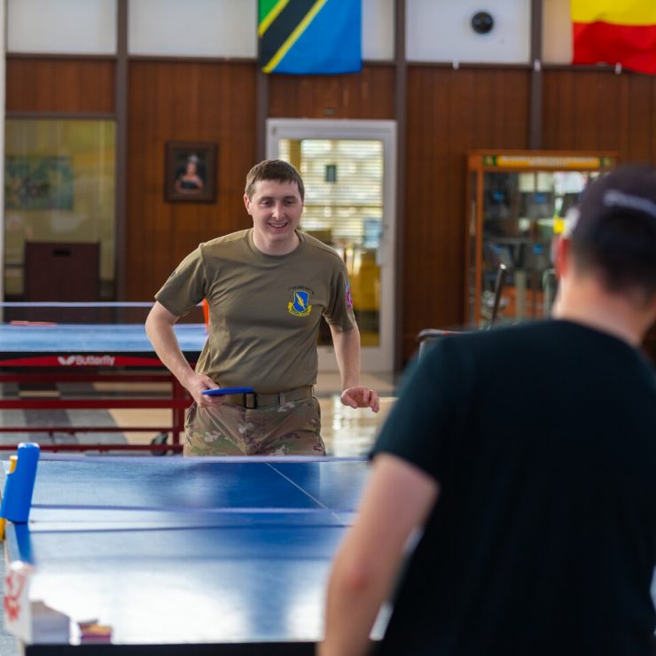 Students play table tennis in Berns Student Center