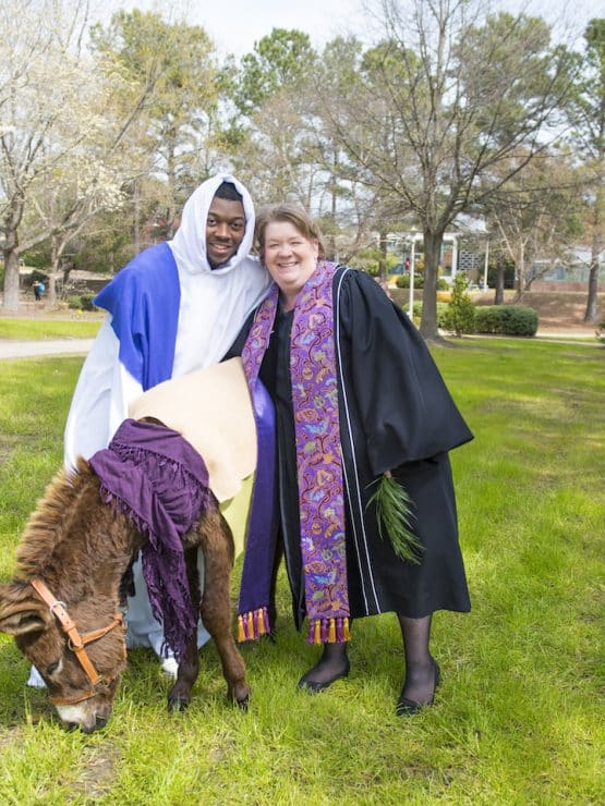Circuit Easter service with donkey at Methodist University