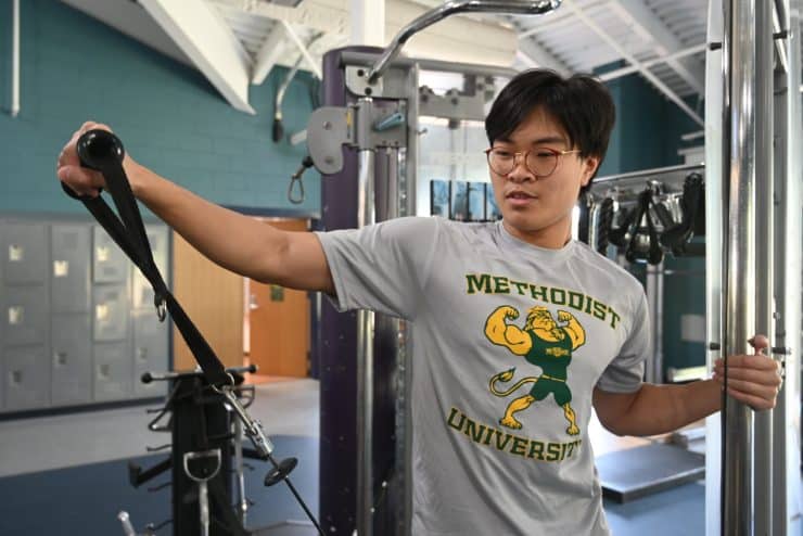 Student working out at Nimocks Fitness Center at Methodist University