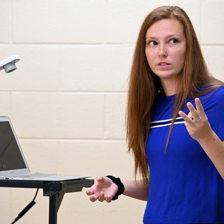 Student talking at Methodist University