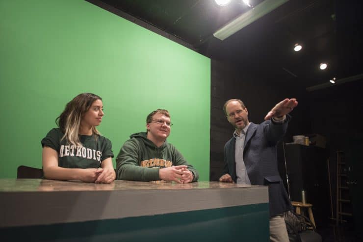 Methodist University's Mass Communication class teaches students how to anchor a television broadcast