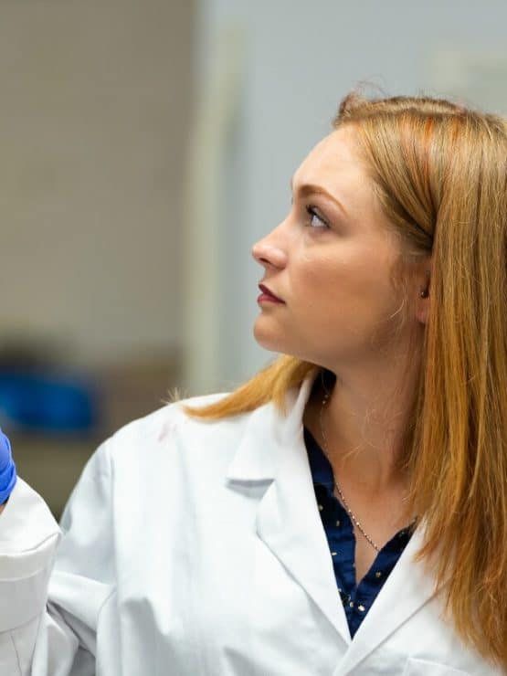 A student works in the chemistry lab