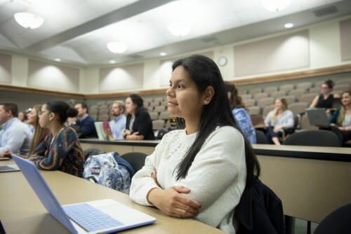 Physician Assistant Program student in the Medical Lecture Hall