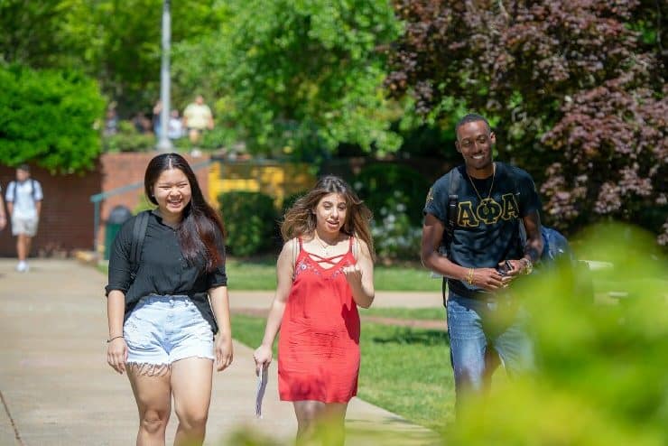 Students walking in the Quad