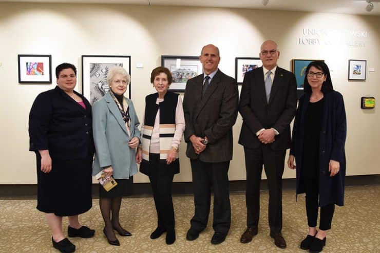Adjunct Chaplain Eve Eichholtz, Trustee Mary Lynn Bryan, Trustee Emeritus Terri Union, Trustees Chair Mac Healy, President Stanley T. Wearden, First Lady Deborah Davis