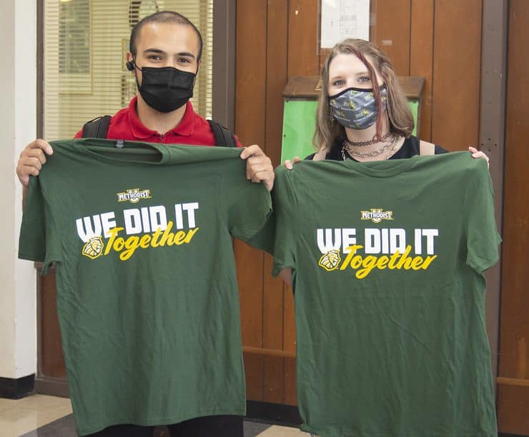 Students celebrate their "We Did It!" T-Shirts