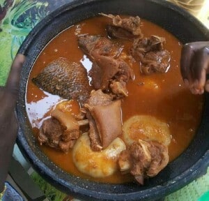 Fufu and goat meat