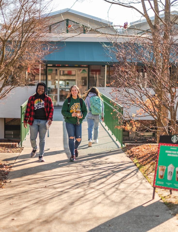 Methodist University student walking to class