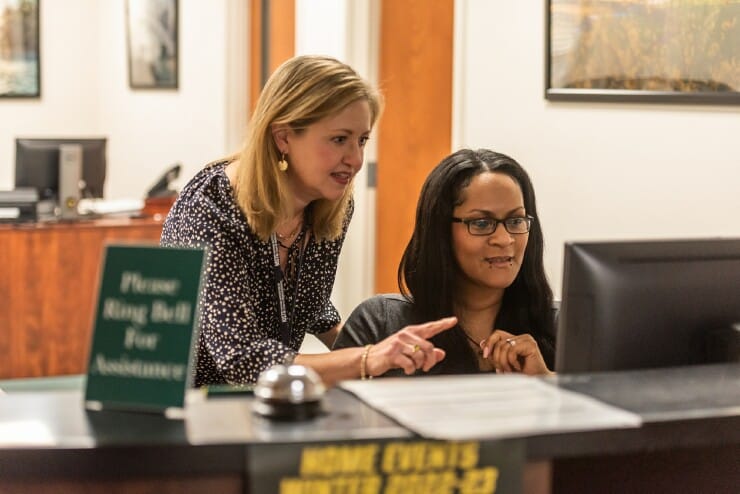 Assistant Provost Keri Walters and student employee Sharika Baril