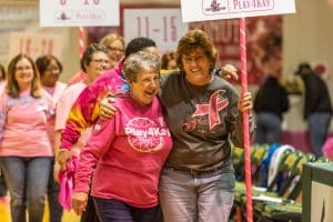 Methodist University honored more than a dozen cancer survivors at halftime of its Play4Kay basketball game.