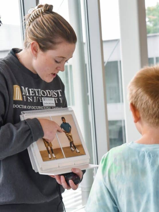 A demonstration during the Occupational Therapy open house