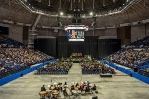 Thousands fill Crown Coliseum for Methodist University’s Undergraduate Commencement on Saturday.