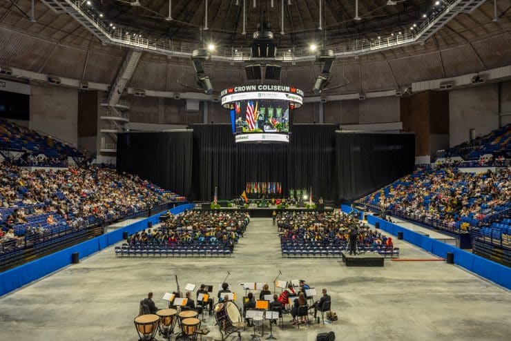 1) Thousands fill Crown Coliseum for Methodist University’s Undergraduate Commencement on Saturday.