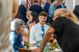 An endowed scholarship donor meets a scholarship recipient.