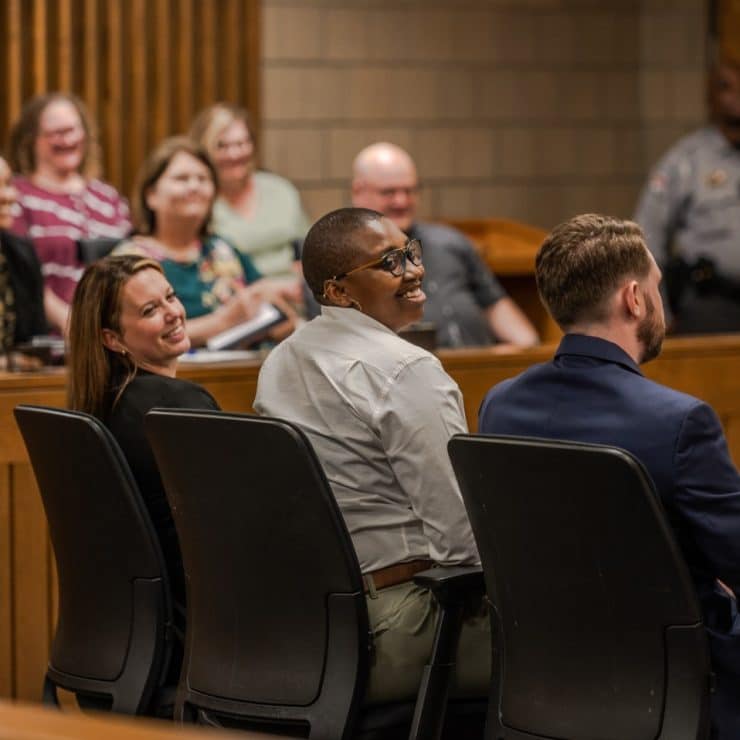 Methodist University students participate in a mock trial.