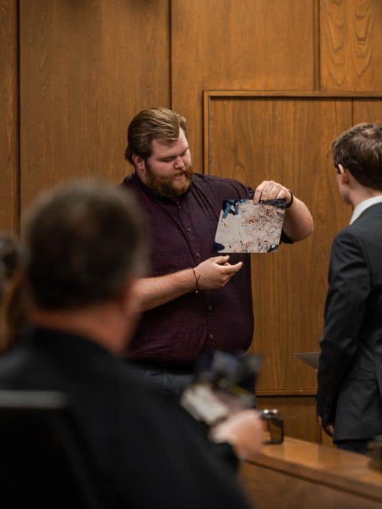 Methodist University students participate in a mock trial.