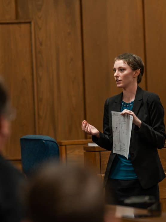 Methodist University students participate in a mock trial.