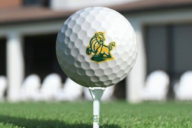 Golf ball with Methodist University logo