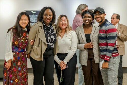 International students at a reception