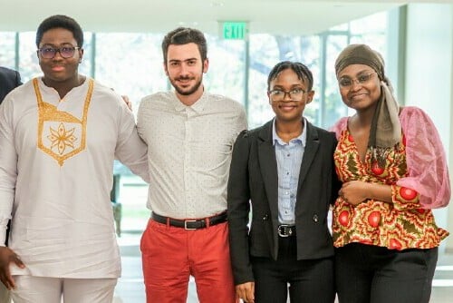 International students at a reception