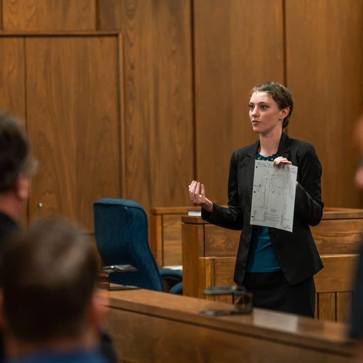 Criminal Justice student during mock trial