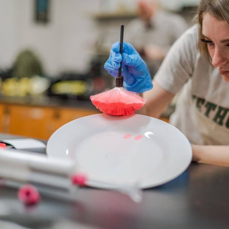 Forensic Science student examines evidence