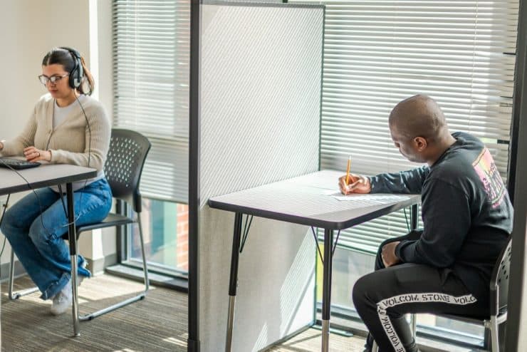 Students using the Testing Center for Exams