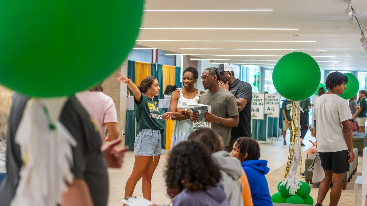 Students and parents at New Student Orientation