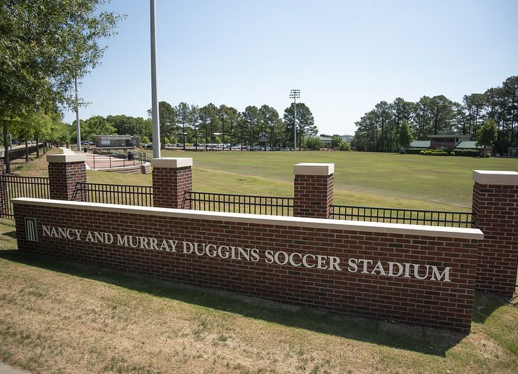 Nancy & Murray Duggins Soccer Stadium sign