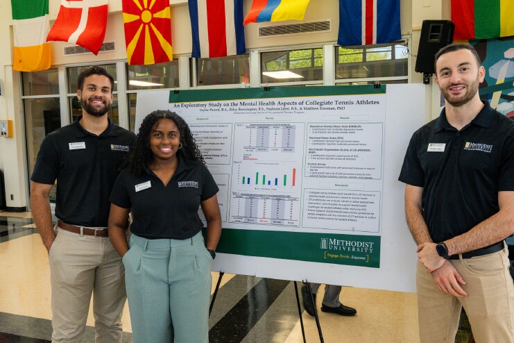 Students present a poster at the 14th symposium