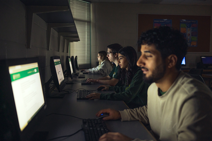 Students at work in an Allison Hall computer lab